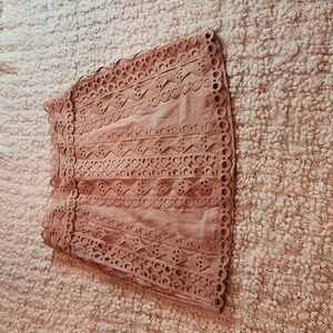 Indikah eyelet overlay tan mini skirt